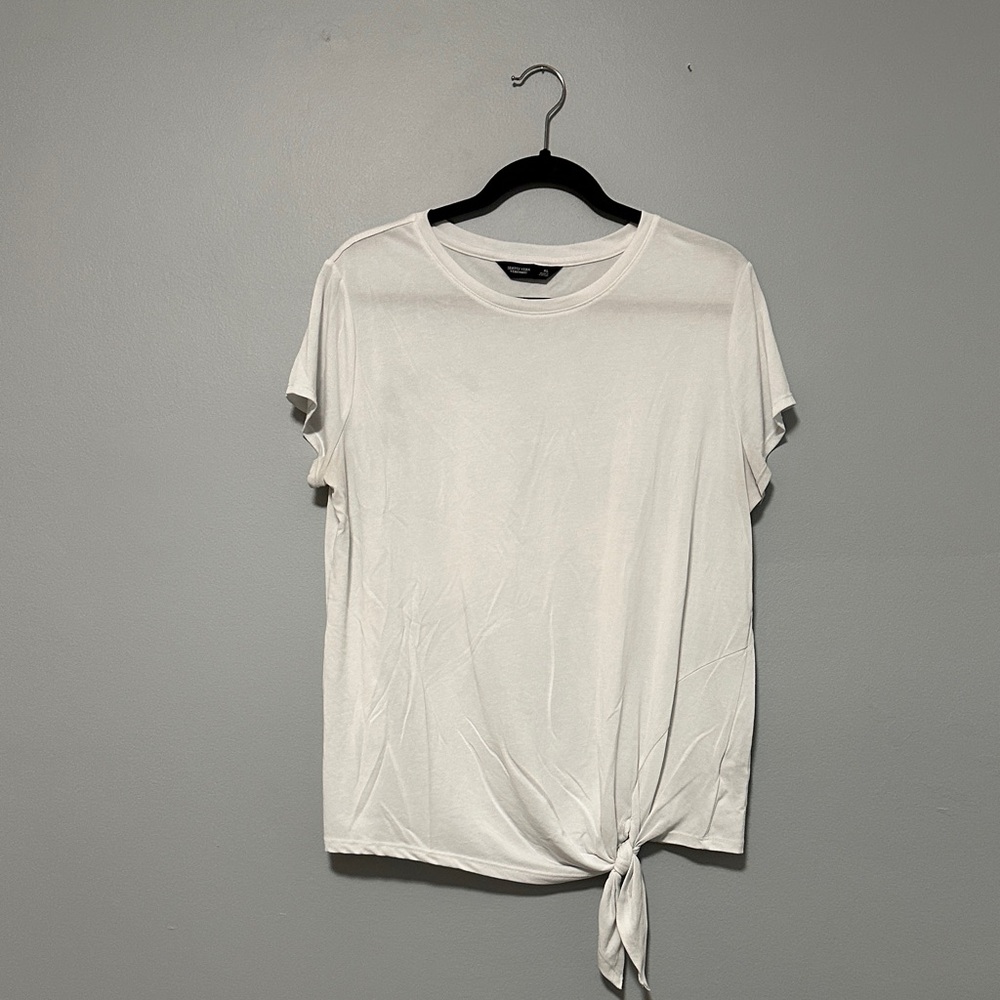 Simply Vera Vera Wang White Tie-Front Short Sleeve Top